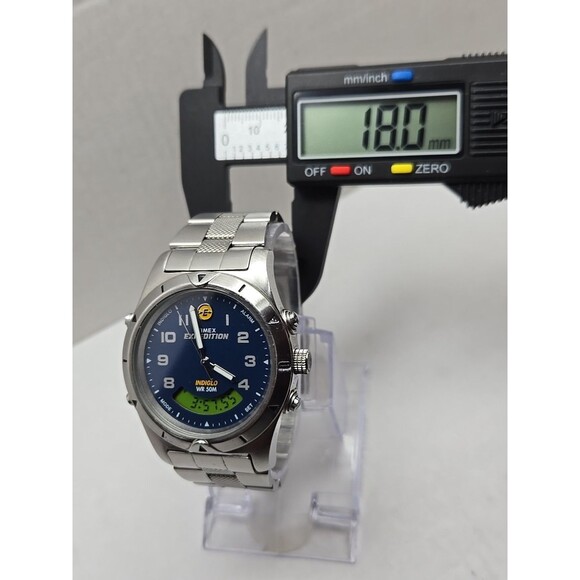 Vintage Timex Expedition Ana Digi Blue Dial Watch Indiglo 50M Alarm New Battery - Picture 6 of 14